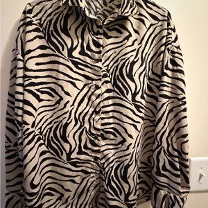 Fashion Nova Black and White Animal Print Shirt